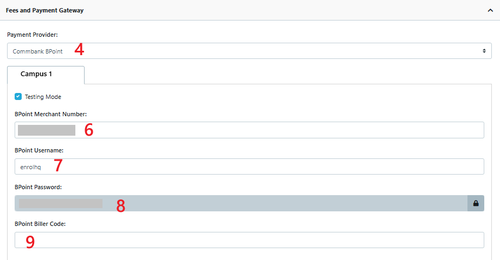 COMMBANK setting in EnrolHQ - August 2025