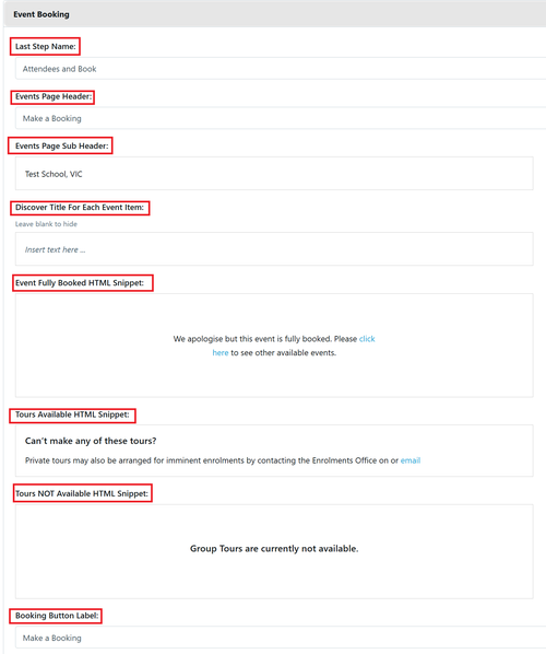 Customisation - Event Booking Jan 2026