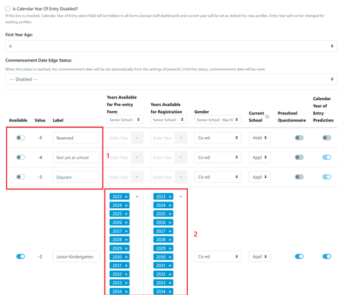 Enquiry - years available for Enquiry July 2025
