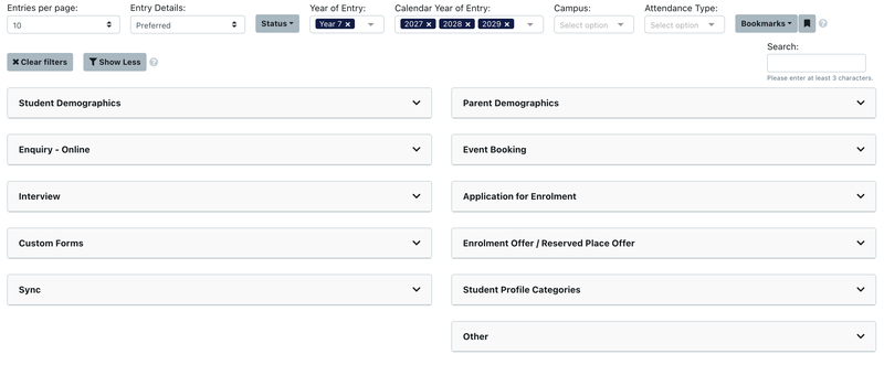 Filter Bookmark Filters