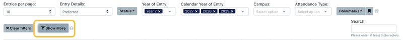Filter Bookmark Show More Button