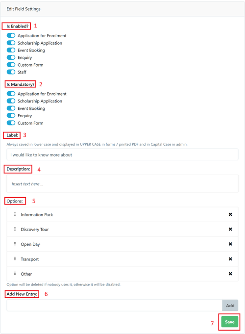 Form Fileds - Staff option April 2026