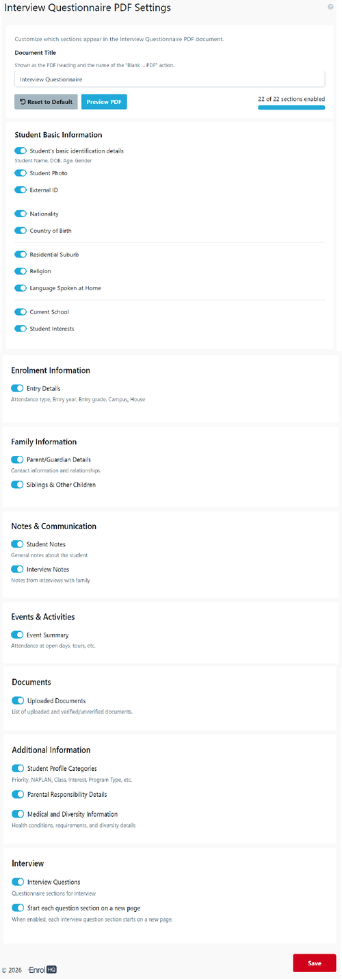 Interview PDF settings June 2026