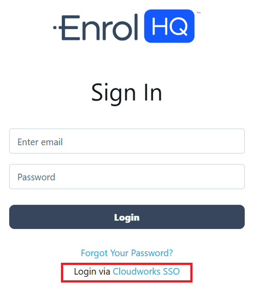 Login Screen with SSO link highlighted April 2026