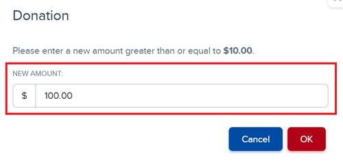 Payment Settings - adjust amount of donation Jan 2026