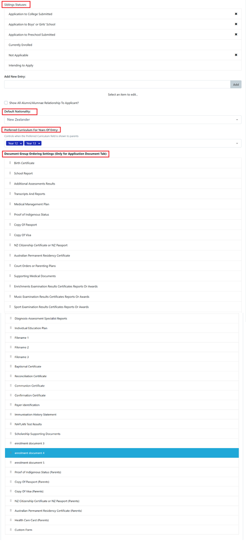 School Settings fields - update May 2o26