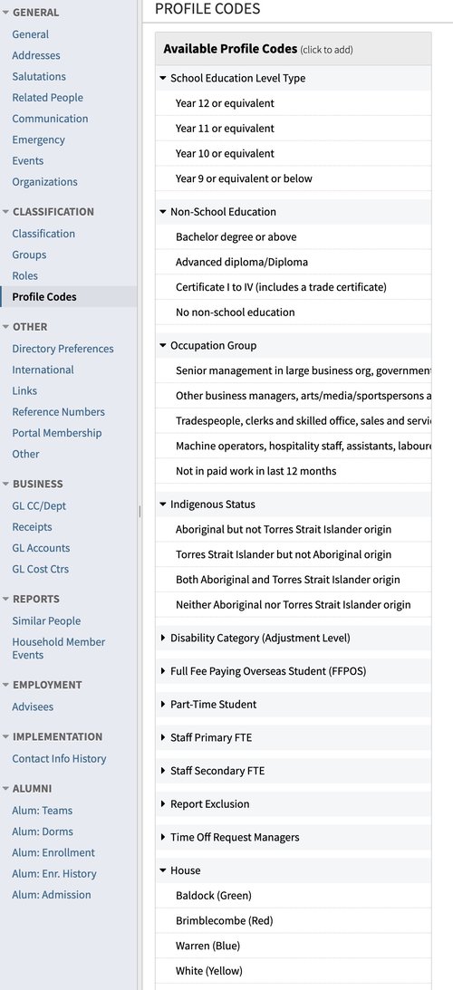 Custom Profile Codes