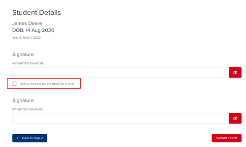 Split signature sample of optional description July 2026