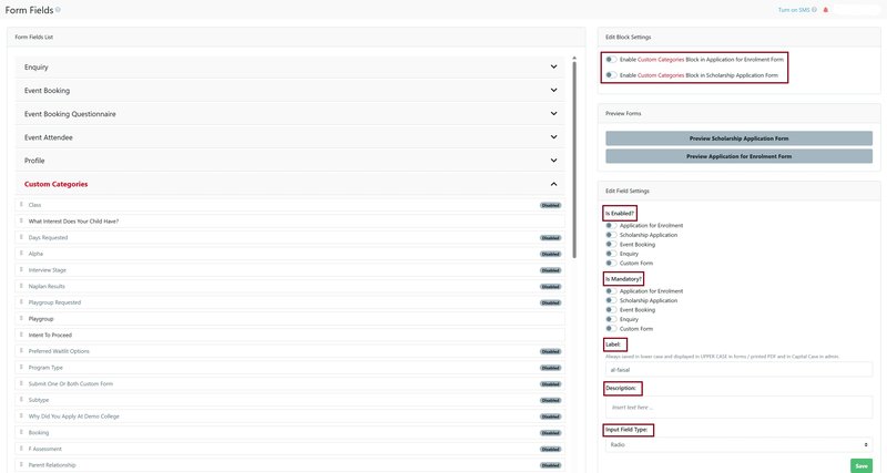 Student Profile Categories Step 2