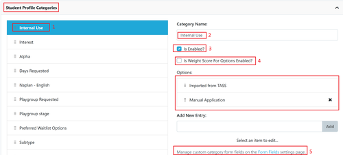 Student Profile Categories add or udpate May 2026