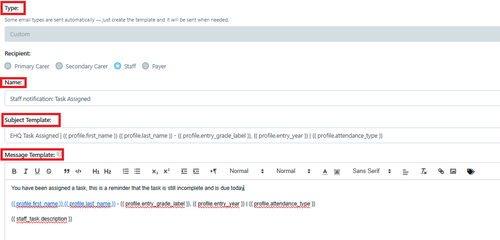 Task Email template for the reminder Rule July 2025