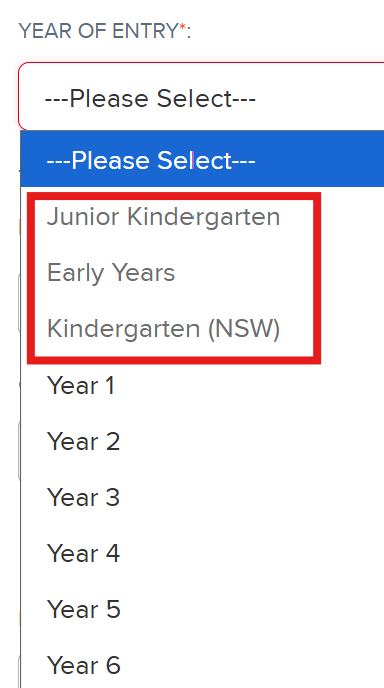 Year of Entry Greyed Out May 2026