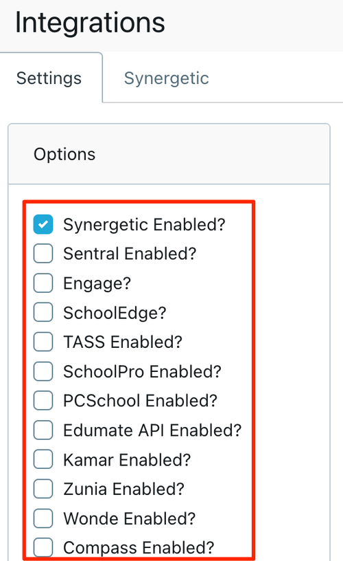 Settings Integration SYNC read only 1