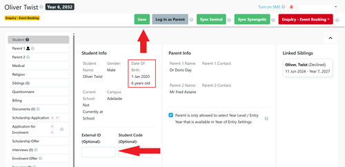student profile add external ID June 2026