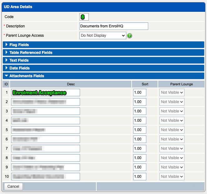 TASS UD Area Attachment Fields 2